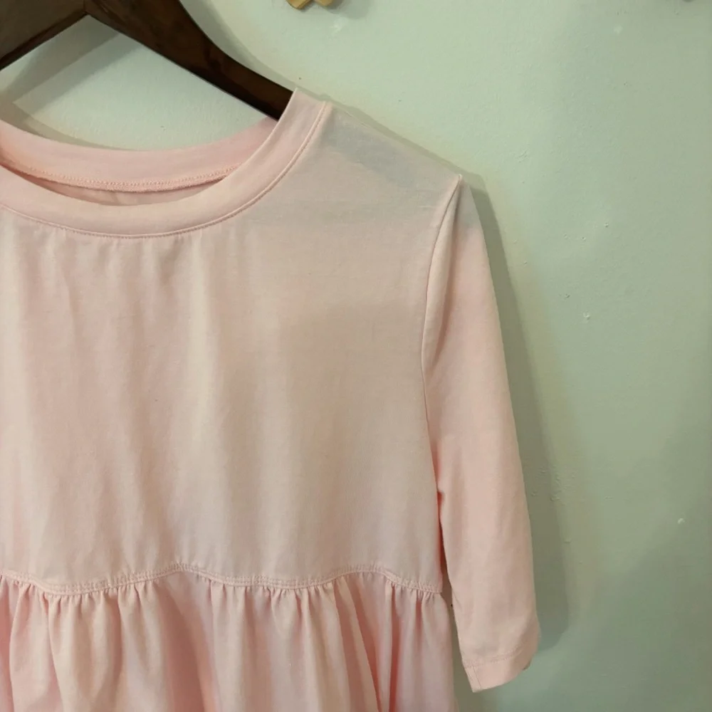 Womens Babydoll Top Oversized Short Sleeve Pink Peplum Casual Loose Blouse - Picture 2 of 7